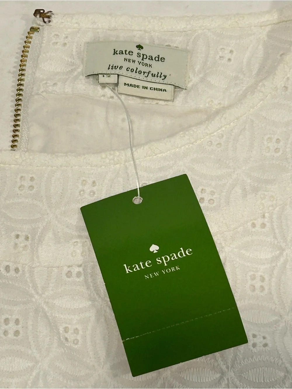 Kate Spade White Eyelet Peplum Sleeveless Blouse Feminine Coquette NWT 12